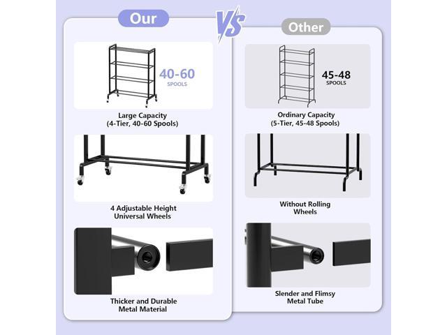 ANASTA 3D Printer Filament Storage Rack, Heavy Duty Filament Rack with Wheels, 4-Tier Metal Filament Holder Rolling Cart for Organization, 50...