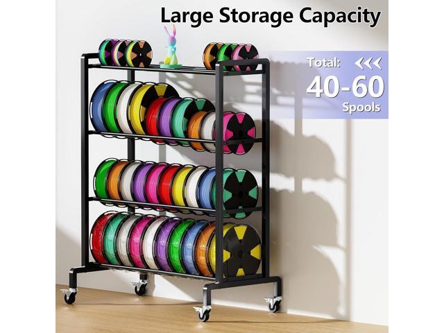 ANASTA 3D Printer Filament Storage Rack, Heavy Duty Filament Rack with Wheels, 4-Tier Metal Filament Holder Rolling Cart for Organization, 50...