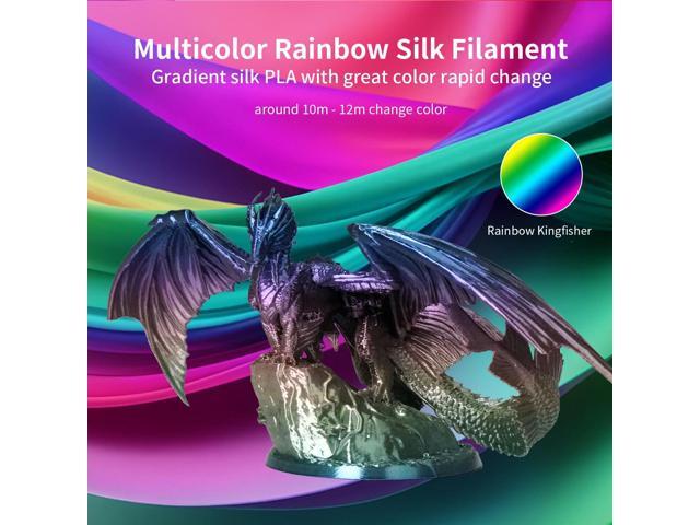 Silk PLA 3D Printer Filament 1.75mm, Multicolor Rainbow PLA Filament, Shiny Gradient Color Change PLA 3D Printing Filament,Fit Most FDM 3D...