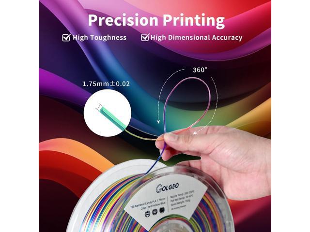 Silk PLA 3D Printer Filament 1.75mm, Multicolor Rainbow PLA Filament, Shiny Gradient Color Change PLA 3D Printing Filament,Fit Most FDM 3D...