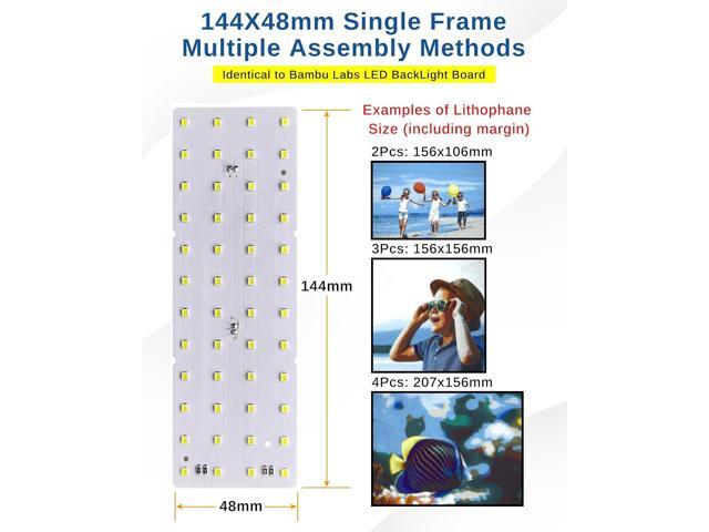 Lithophane LED Backlight Board Kit for BambuLab Sunlu CMYK Monochrome Filament 3D Printed Lithophane, 6500K White Light Kit, Adjustable Brightness,...