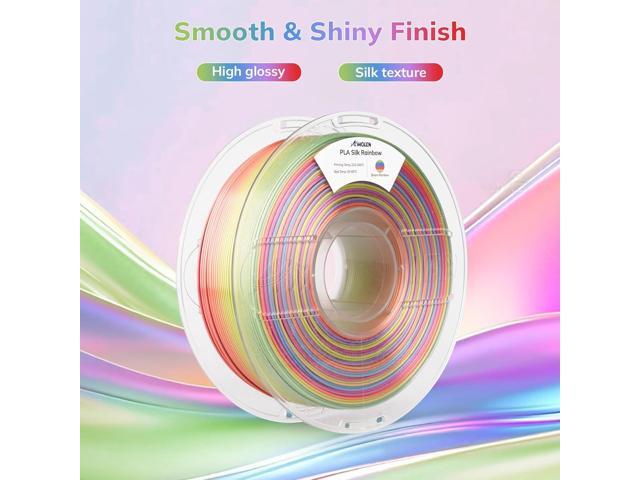 AMOLEN Silk PLA 3D Printer Filament, Shiny Multicolor Rainbow PLA Filament 1.75mm, Gradient Color Change PLA 3D Printing Filament for Most FDM 3D...