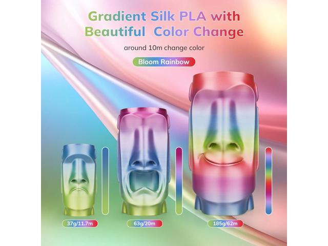 AMOLEN Silk PLA 3D Printer Filament, Shiny Multicolor Rainbow PLA Filament 1.75mm, Gradient Color Change PLA 3D Printing Filament for Most FDM 3D...