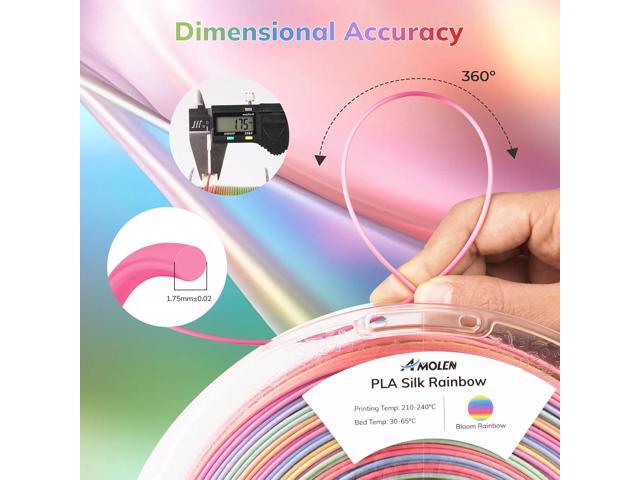 AMOLEN Silk PLA 3D Printer Filament, Shiny Multicolor Rainbow PLA Filament 1.75mm, Gradient Color Change PLA 3D Printing Filament for Most FDM 3D...