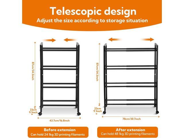 3D Printer Filament Storage Rack - Rolling Filament Spool Holder Shelf with Wheels, Heavy Duty Metal Cart for PLA/ABS/TPU/Nylon, Filaments...
