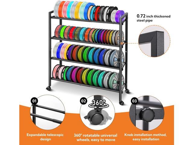 3D Printer Filament Storage Rack - Rolling Filament Spool Holder Shelf with Wheels, Heavy Duty Metal Cart for PLA/ABS/TPU/Nylon, Filaments...