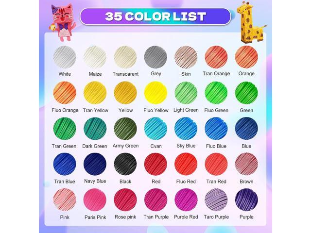 35 Colors 3D Pen PLA Filament Refills, 16.4 ft per Color Total 574 ft1.75 mm PLA Filament, Compatible with MYNT3D / SCRIB3D Printing Pen, Not...