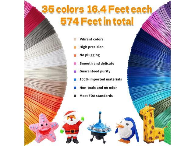35 Colors 3D Pen PLA Filament Refills, 16.4 ft per Color Total 574 ft1.75 mm PLA Filament, Compatible with MYNT3D / SCRIB3D Printing Pen, Not...