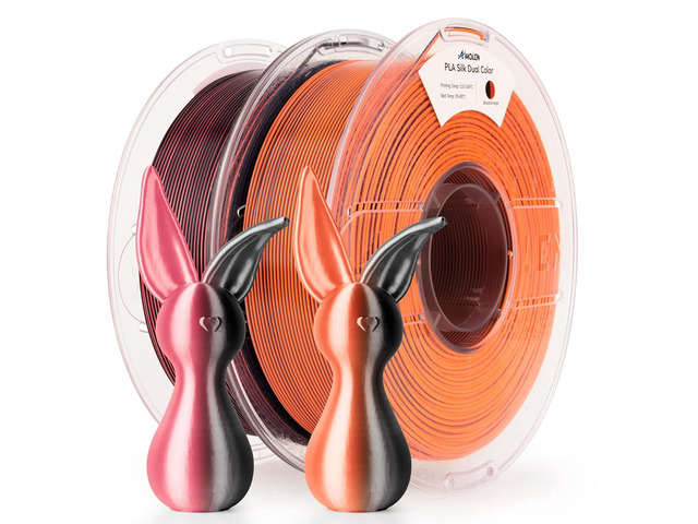 AMOLEN Silk PLA 3D Printer Filament Bundle 2KG, Dual Color PLA 1.75mm Pack, Shiny Color Change 3D Printing PLA Filament for Most FDM 3D Printer,...