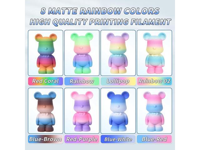 PINBALL Matte Rainbow PLA 3D Printer Filament 1.75mm Multi-Color Changing Filament 3D Printing PLA Filament Dimensional Accuracy +/- 0.02mm 8 KG...