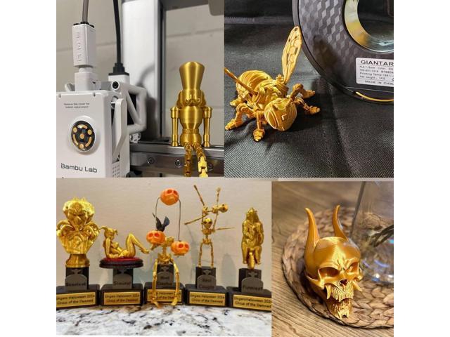 GIANTARM 3D Printer Filament, Silk Gold Pla Filament, 1Kg(2.2lbs) Spool, 1.75mm Dimension Accuracy +/- 0.03mm, 3D Printing Filament