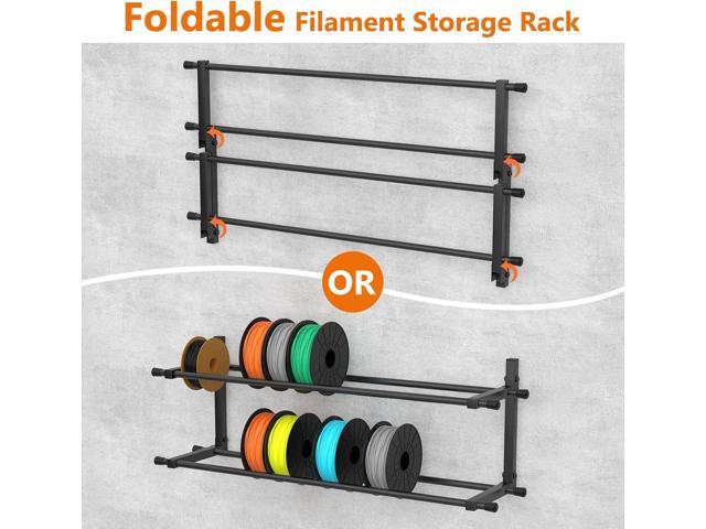 3D Printer Filament Storage Rack Wall Mount, Foldable Heavy Duty Metal Shelving with Adjustable Hole Spacing for TPU/ABS/Nylon Filament Rack, 3D...