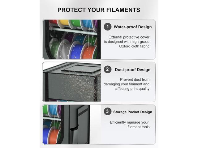 3D Printer Filament Storage Box, 30-Roll 3D Printer Filament Storage, Hard Fiber and Oxford Cloth Material, Water-Proof and dust-Proof for...