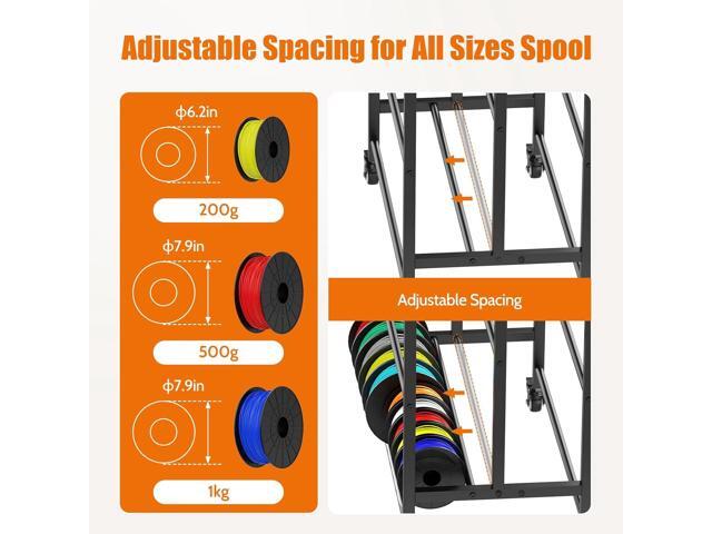 3D Printer Filament Cart, 2 Rows Filament Storage Rack Shelf for PLA/TPU/ASA/Nylon Filament Metal Storage Rack with Storage Board, 3D Printer...