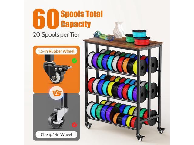 3D Printer Filament Cart, 2 Rows Filament Storage Rack Shelf for PLA/TPU/ASA/Nylon Filament Metal Storage Rack with Storage Board, 3D Printer...