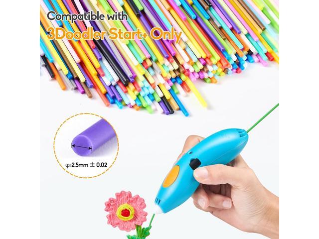 Yungden 250PCS 3D Pen Refills Pack for 3Doodler Start+ Pen, 25 Colors 2.5mm PCL Low Temperature 3D Pencil Filaments, Not Compatible with Other 3D Pens