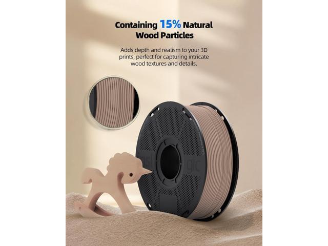 Inslogic WoodFill PLA Filament 1.75mm, 3D Printer Filament Matte Finish, Real Wood Texture, Fast Printing, Fit Most FDM 3D Printers, 1kg (2.2lbs),...
