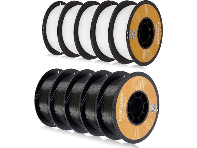 Kingroon PLA 3D Printer Filament,10 Rolls, Dimensional Accuracy +/- 0.02 mm, 10kg Spool(22lbs), 1.75 mm5Black+5White