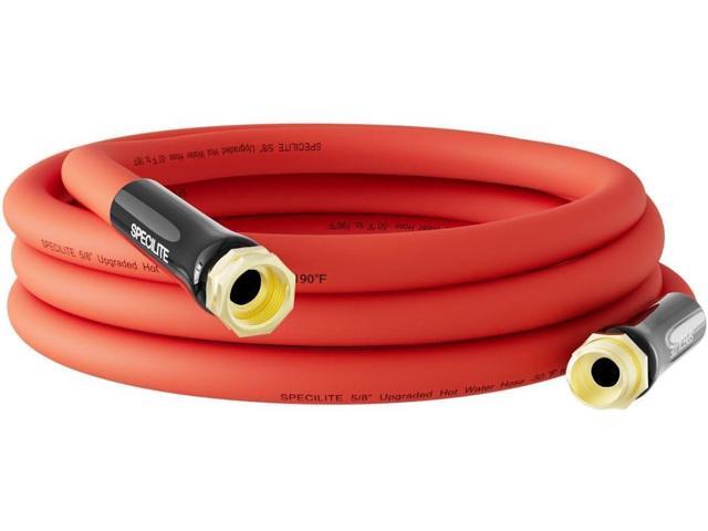 SPECILITE 5/8' Hot/Cold Short Leader Garden Water Hose 15 ft, -50-190, Flexible & Lightweight Rubber Pipes With 3/4' Brass Fittings for Yard,.