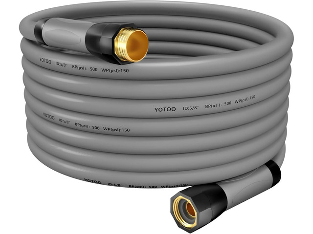 YOTOO Heavy Duty Hybrid Garden Water Hose 5/8-Inch by 50-Feet 150 PSI Kink Resistant, Flexible with Swivel Grip Handle and 3/4' GHT Solid Brass...
