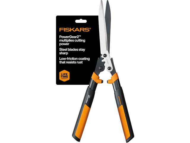 Fiskars 23' Hedge Shears, Hedge Clippers with PowerGear2 Technology that Multiplies Power for Less Effort, Garden Shears with SoftGrip Handles and...