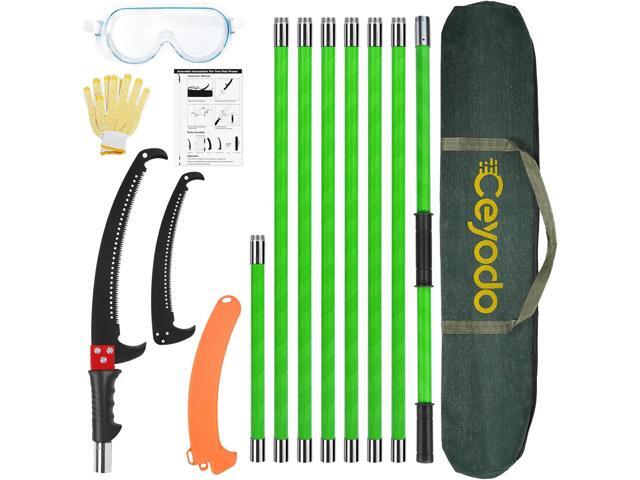 Manual Pole Saw 27ft Extendable Tree Pruner Manual Branches Trimmer Tree Branch Garden Tools Loppers Hand Pole Saws with Lightweight 8 Fiberglass.