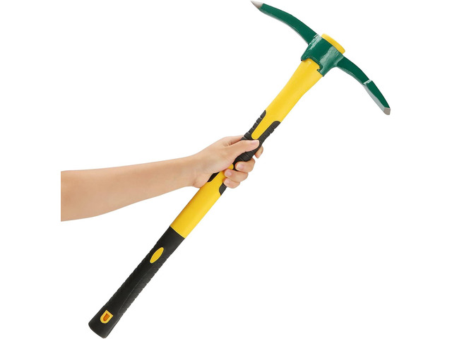 MOUYAT 24 Inch Large Pick Mattock Hoe, Garden Pick Axe Forged Steel Weeding Mattock Hoe Tool with Fiberglass Handle for Loosening Soil,...