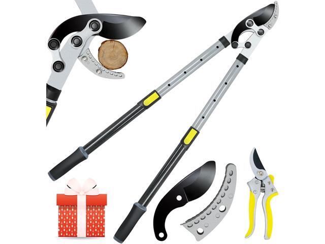 Jardineer Loppers for Tree Trimming Heavy Duty with Compound Action, Labor-Saving Branch Cutter with 2 Inch Capacity, 5-Level Extendable 28-39 Inch.