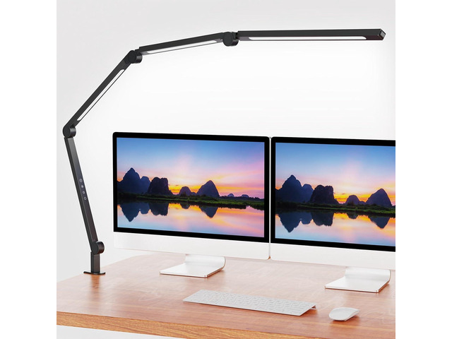 AILBTON Bright LED Desk Lamp with Clamp,Eye Caring Architect Led Desk Lights with Adjustable Swing Arm for Office Home,Dimming and Tempering Led...