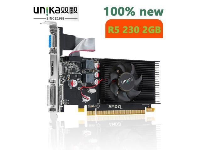 Brand UNIKA R5 230 2GB Graphic Card For Radeon R5 230 Series R5230 2G Video Cards multi-screen output Graphics VGA Map 100%