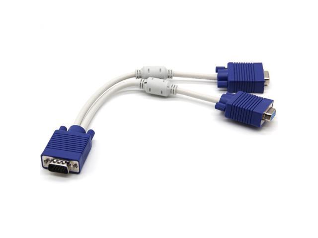 15 Pin 1 PC to 2 Monitor Dual Video Way VGA SVGA Extension Monitor VGA Splitter Cable Lead HD 1080P for Computer PC Laptop