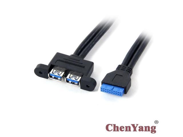 Dual Port USB 3.0 Female Panel Type to Motherboard 20Pin Header cable 50cm