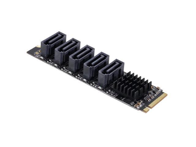 NGFF NVME M-Key 6Gbps 5 Ports Adapter PCI Express to SATA 3.0 Converter Hard Drive Extension Card JMB585 2280
