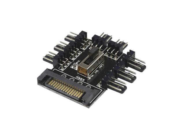 hot-Multi Way Splitter Cooler Cooling Fan Hub PC Computer SATA 1 to 8 3pin 12V Power Socket PCB Adapter XXM8