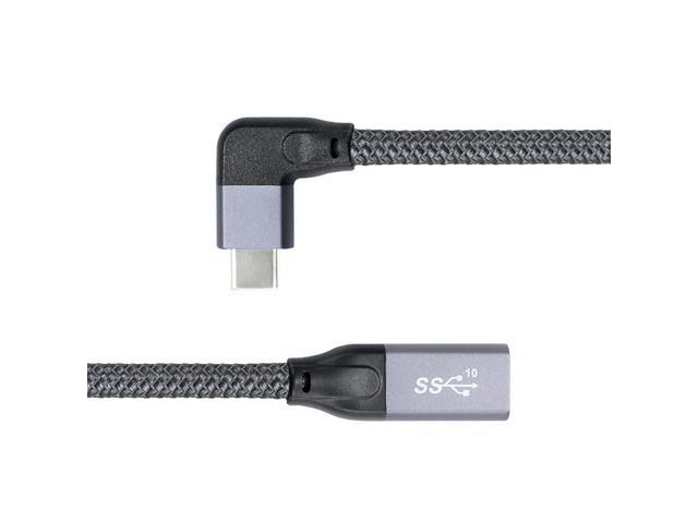 Left Right Angled USB-C USB 3.1 Type C Male to Female Extension Data Cable with Sleeve for Laptop