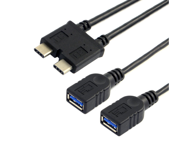CYDZ Dual Cable USB 3.1 Type-C to 3.0 A Female OTG Data Cable for 13 inch Laptop Pro