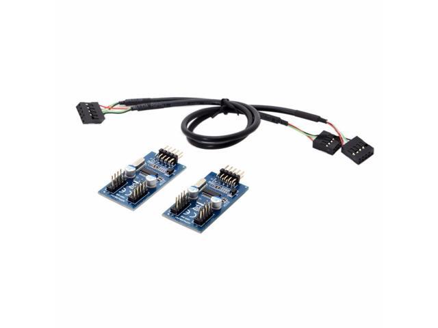 9pin USB 2.0 Header 1 to 2 / 4 Female Extension Cable HUB Connector Adapter Port Multilier