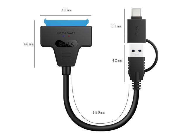 Type C & USB 3.0 Male to SATA 22 Pin 2.5' Hard disk driver SSD Adapter Cable for Macbook & Laptop