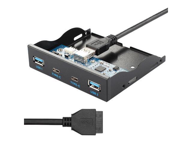 USB-C & USB 3.0 HUB 4 Ports Front Panel to Motherboard 20Pin Connector Cable for 3.5' Floppy Bay