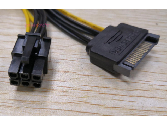 18cm sata cable computer power supply extension cord 15pin sata to 6pin for PCI-E PCI graphics converter adapter video card