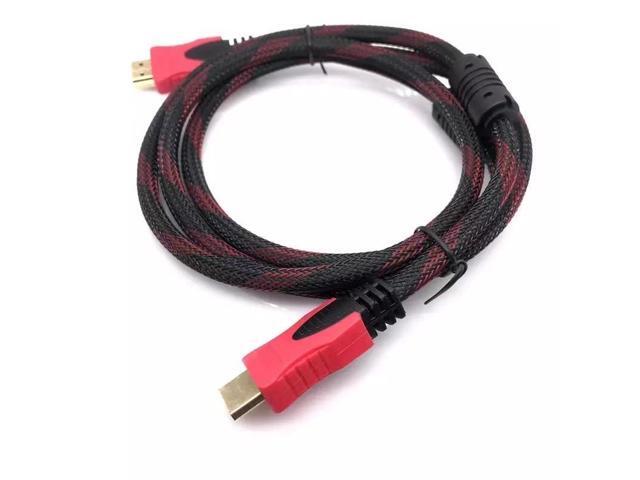 High Speed HDMI Cable HDTV Black And Red Braided Compatible HDMI 1.4V Cable High Speed TV Data Computer Monitor Support 3D 1080P(1.5m)