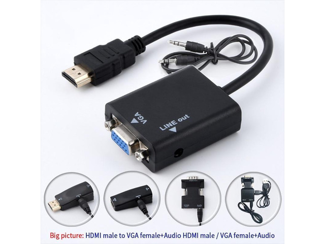 Hdmi Male To Female Vga Computer Player Advertising Settop Box To TV Projector Monitor Adapter