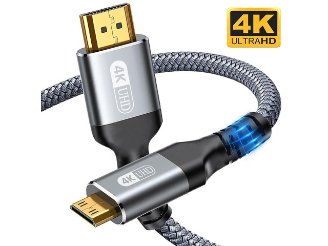Mini HDMI to HDMI Cable HD 4K 60Hz High-Speed Braided HDMI-compatible Cable Bi-Directional 2.0 Cord for HDTV Tablet Camera(1m)