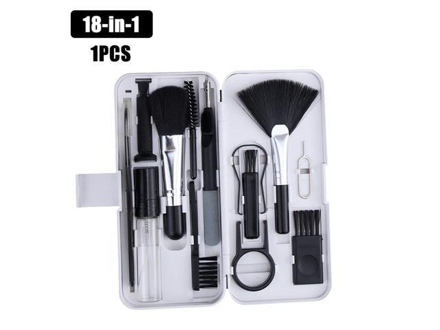 18-in-1 Cleaner Kit Computer Keyboard Brush Screen Cleaning Tool Set Earphone Clean Brush Keycap Puller Set Phone Holder(1PCS 18-1 Black)
