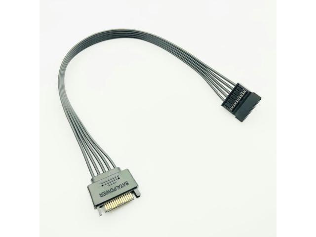 OIAGLH 30CM Black Single Sleeved SATA 15Pin Male to Female Power Extension Cable HDD SSD Power Supply Cable SATA Power Cable for PC