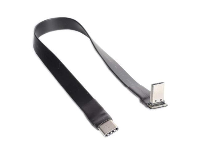 USB 3.1 Type C to Type C Extension Cable 90 Degree Adapter FPC FPV Ribbon Flat USB C Cable 3A 10Gbps EMI Shielding, 30cm