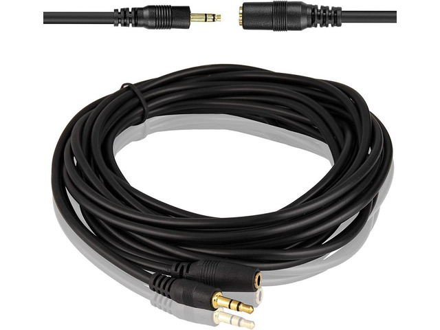 5M 16 Feet 3.5mm Jack Audio Stereo Earphone M/F Extension Cable Cord Male to Female