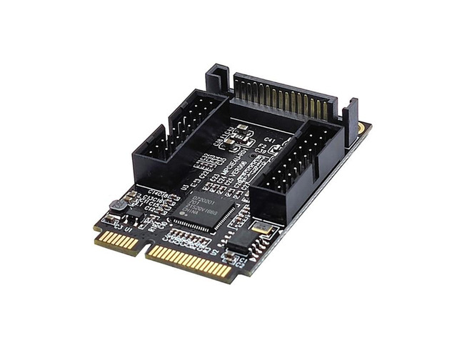 Mini PCIe to Dual 19-Pin Front Panel Extension Card Mini PCIE to USB3.0 Front PIN Head 19PIN Small 4-Pin/Sata Connector(SATA)