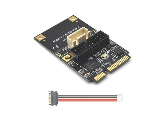 MINI PCI-Express to 19pin USB3.0 Expansion Card Mini PCI-E to USB3.0 Adapter Riser Card 15pin Sata/4Pin Power(4PIN)