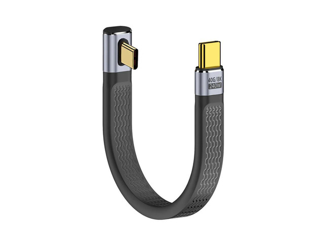 FOR Low Profile Angled Right Angled 240W Type-C USB-C Male to Male USB4 40Gbps 100W 8K Flat Slim FPC Data Cable for Phone 13cm